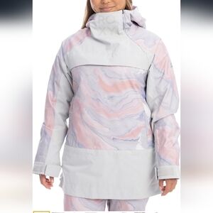 Roxy Chloe Kim Women's Large Pink Blue Pastel Marble Patterned Coat Skiing Snow